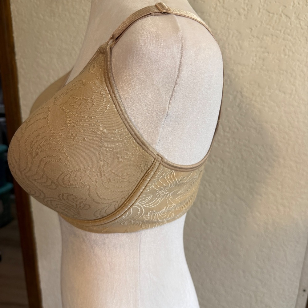Bali Bra Women 38DD Beige Front Close Underwire Jacquard Floral 3P66 Comfort - Picture 5 of 7